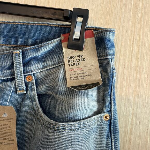 New Levis 550 '92 Mens Relaxed Taper Fit Jeans 36x34 Fade Distressed Blue $79.50 - Picture 5 of 8